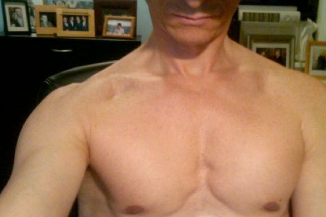 Anthony Weiner is apparently a manscaper in this photograph taken in his Queens home.